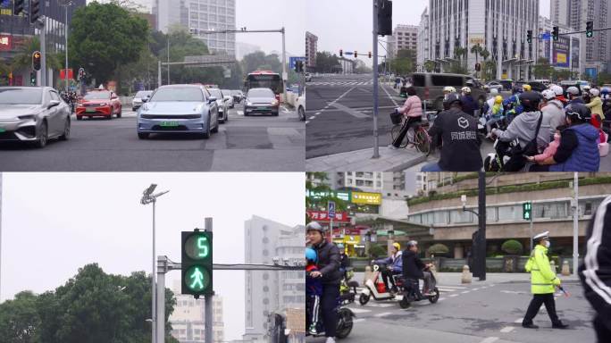 广州城市景色车流交通上下班高峰期车水马龙
