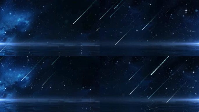 8K宽屏蓝色唯美彗星星辰大海-AE模版