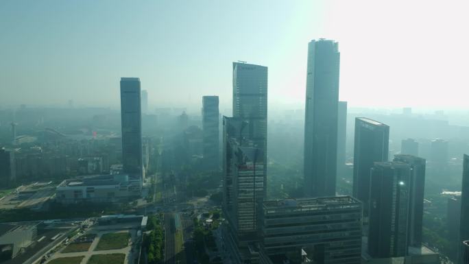 南京城市清晨航拍