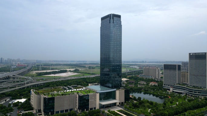 航拍浙江国际影视中心位于杭州市萧山区