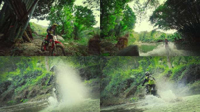 越野摩托 高赛 入水过河