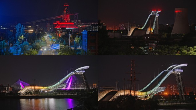 北京首钢园区滑雪大跳台高炉夜景