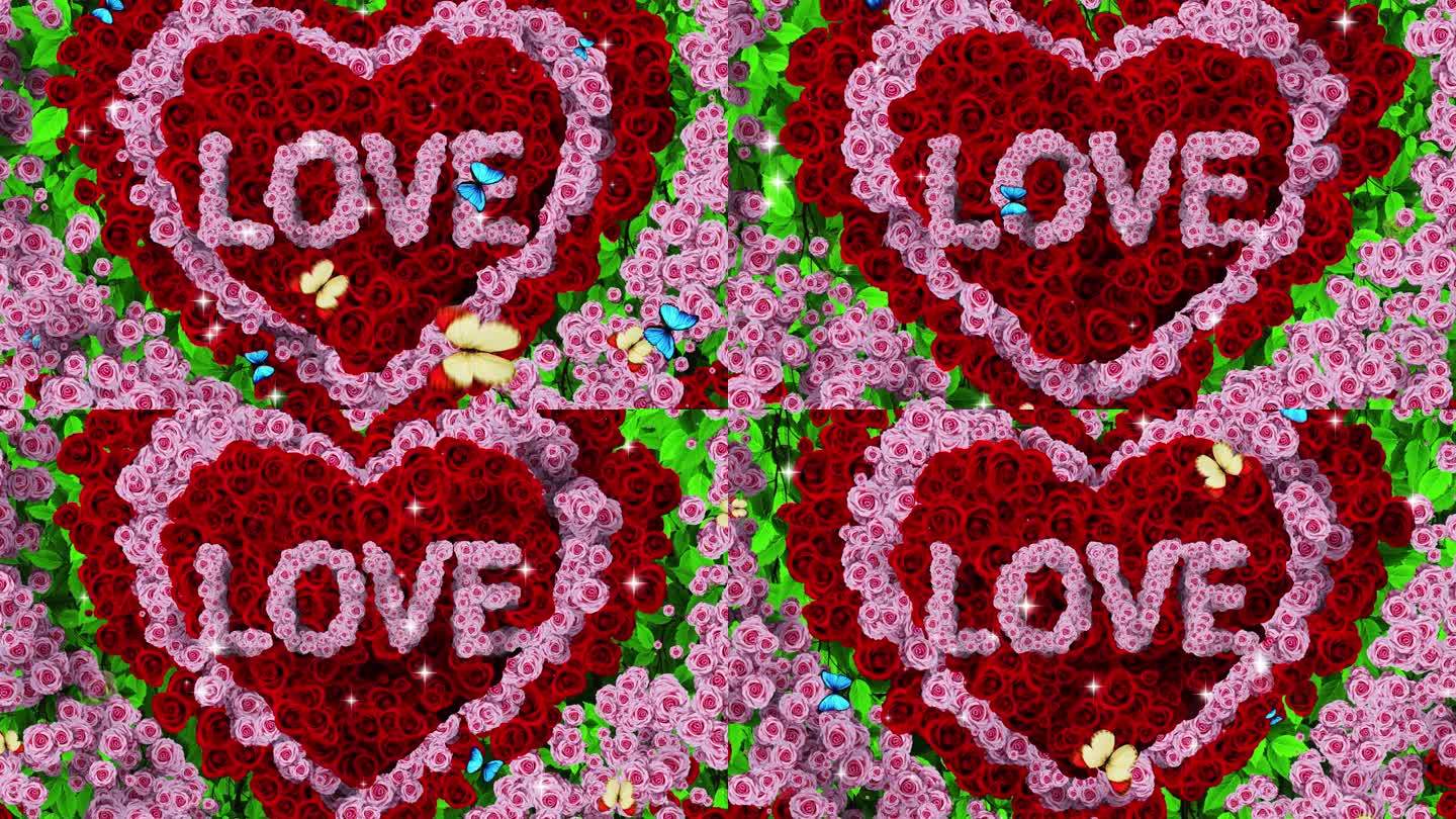 4K唯美的爱心玫瑰花背景素材