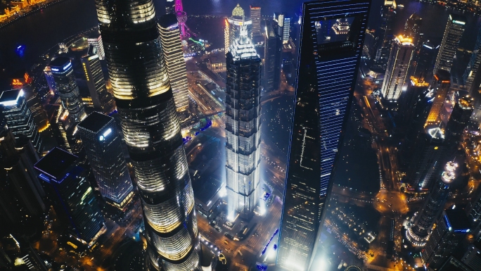 上海浦东大气震撼夜景航拍合集