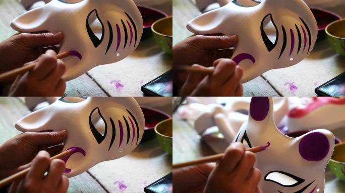 手工绘画制作民俗玩具面具