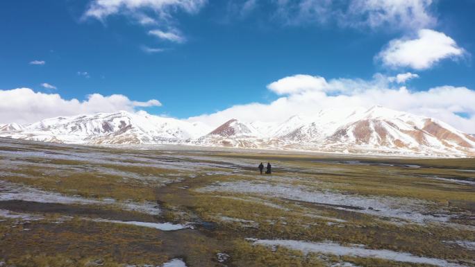 西藏雪山喇嘛航拍