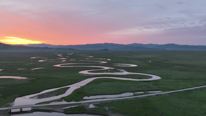 甘肃阿万仓湿地航拍视角