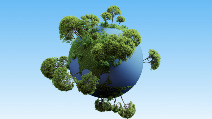 绿色地球植物生长三维动画视频素材