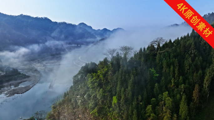 山水森林云雾天然氧吧清晨山间云雾自然生态