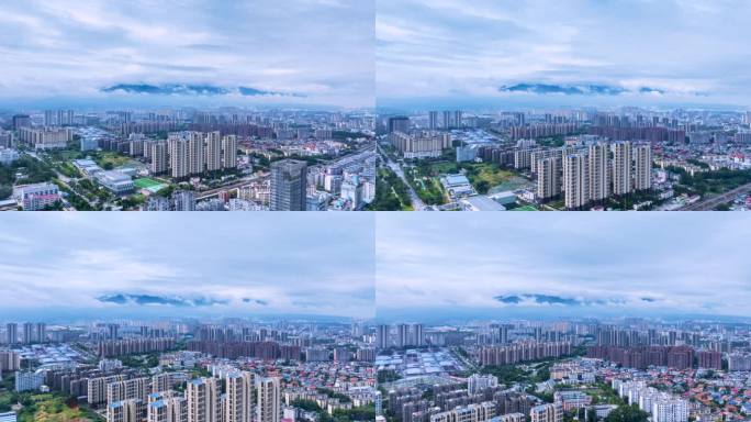 九江夏季雨后城景航拍延时