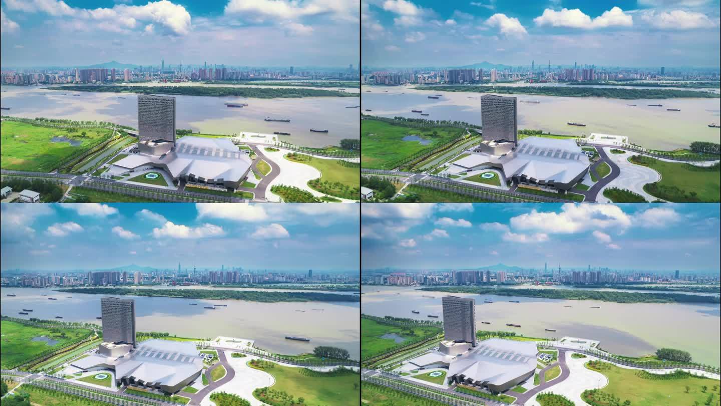 南京江北新区扬子江国际会议中心航拍延时