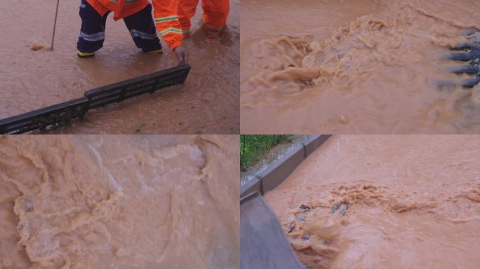 城市洪水淹马路  龙岗排水 深圳排水