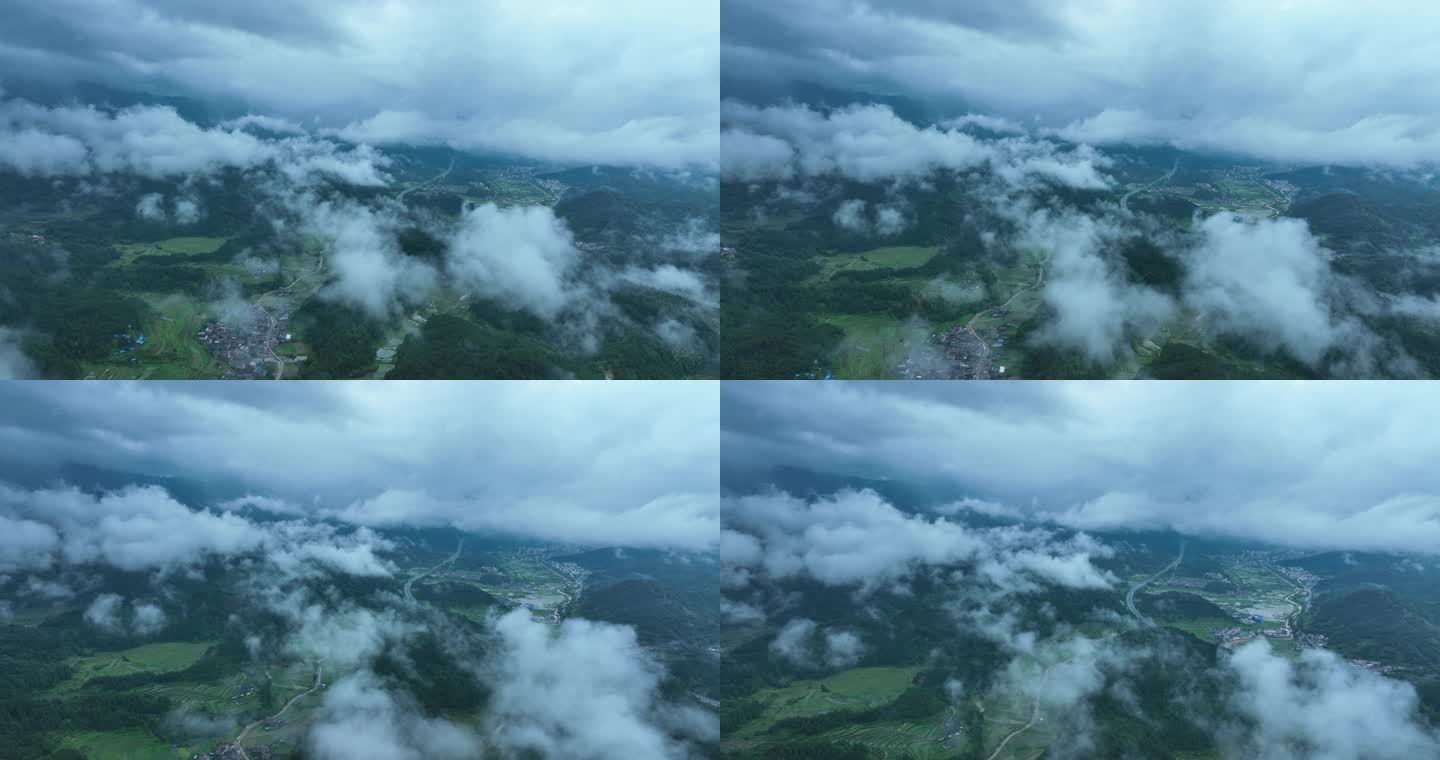 清远连山雨天山景云彩航拍延时