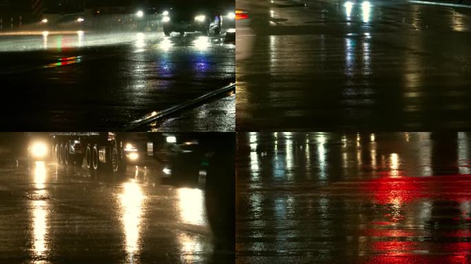 雨夜马路汽车行驶