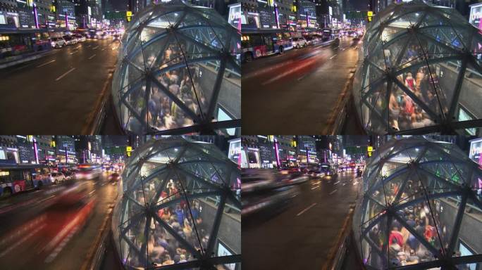 延时-韩国首尔城市夜景街道灯光拉线光效