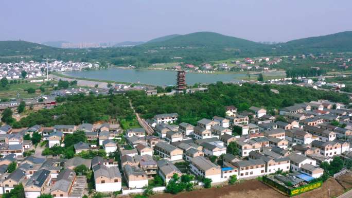 航拍汉王镇紫山村和凤岭山度假区