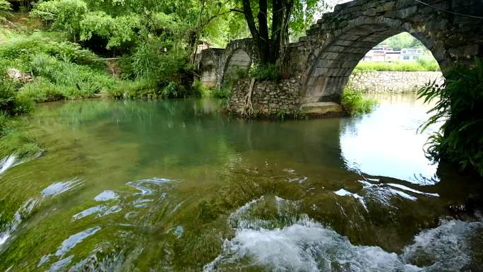 溪流小瀑布 小桥流水 自然景观 石桥流水
