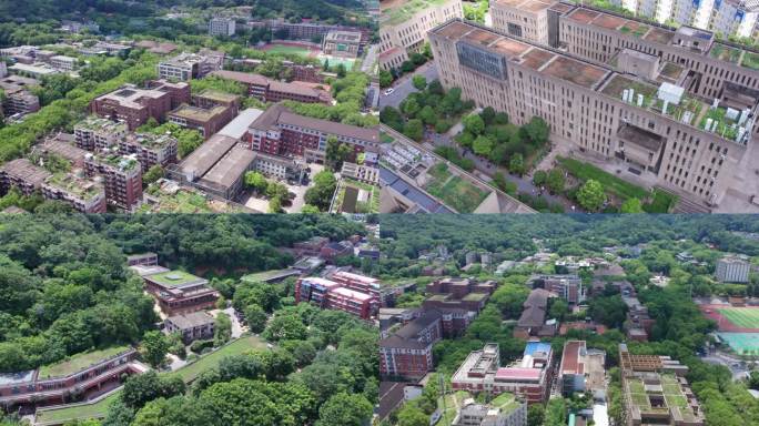 4K湖南大学校区航拍空镜