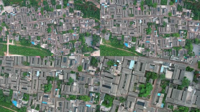 俯拍村落鸟瞰建筑航拍卫星地图中国风古镇