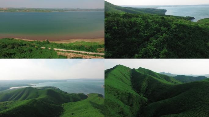 柴河水库，水库，高山湖泊航拍