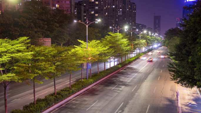 夜晚佛山城市交通车流延时广佛线