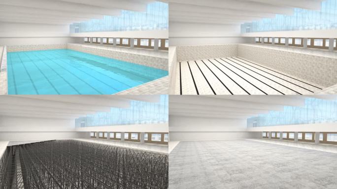 三维室内游泳池生长动画