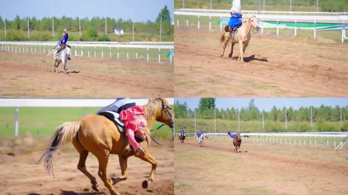 蒙古族骑马马术表演慢动作