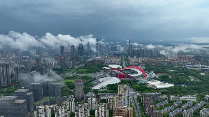 【4K无水印】航拍南京雨后奥体