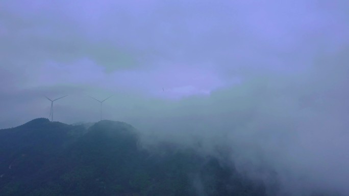 长沙洞冲水库雨景航拍