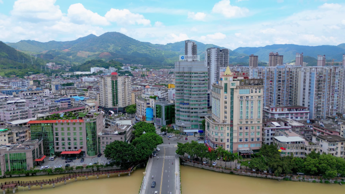 永春县 城关闹市航拍