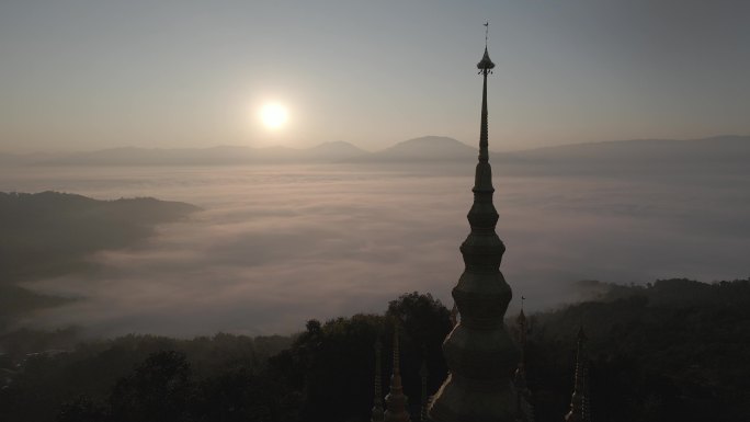 景迈山 大金塔 日出 茶林 早晨