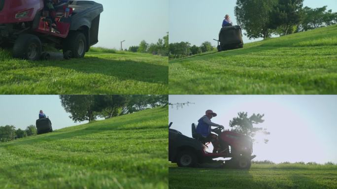 草坪修剪  割草机 驾驶割草车 拖拉机