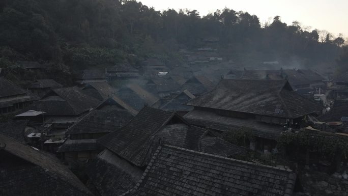 景迈山村寨 航拍 村子 茶农 茶叶 茶山