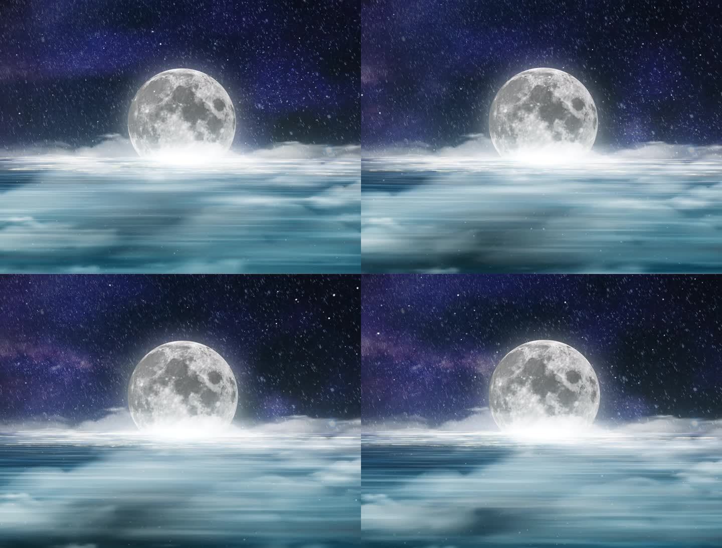4k 中秋 月亮 明月 月光 海上月光