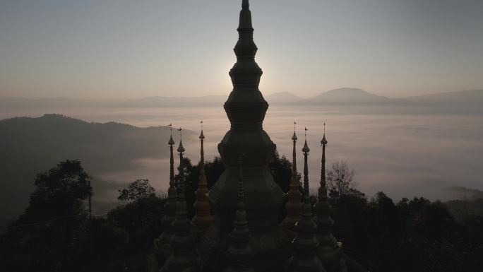 景迈山 大金塔 日出 茶林 早晨