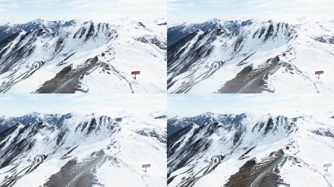 川西雪山航拍风景夹金山垭口美丽自然风光