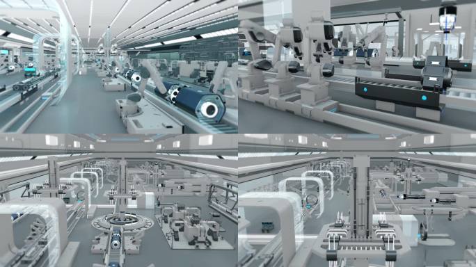 未来科技智能智慧工厂车间加工生产制造动画