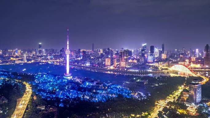 武汉龟山电视塔汉江夜景