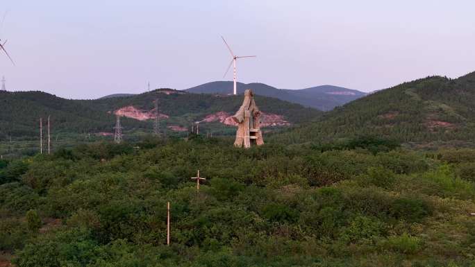 航拍山东济南长清战国齐长城始点