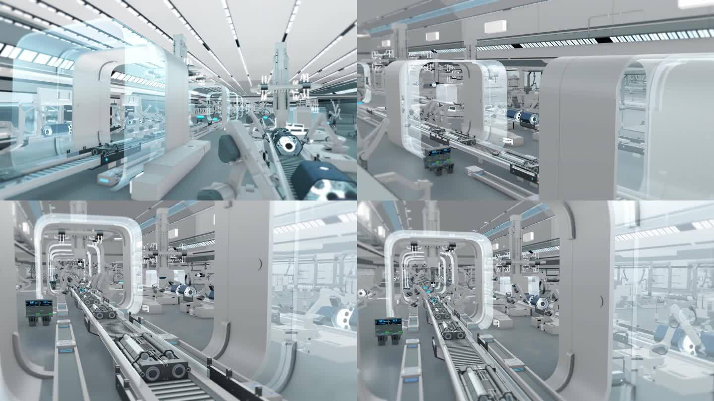 现代化自动化智能智慧车间工厂生产制造动画