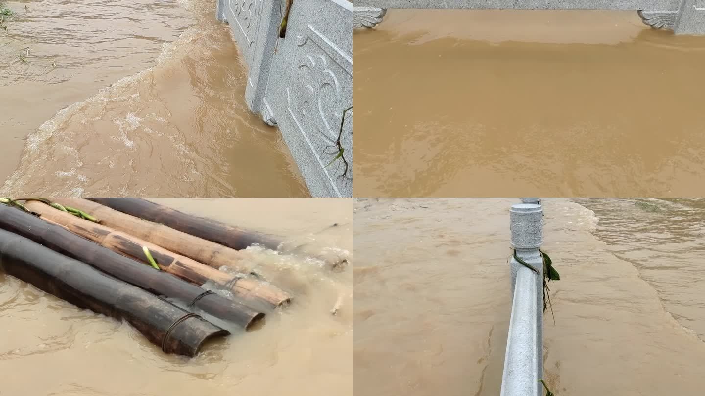 水患淹没街道洪水上涨素材暴雨后洪水淹没