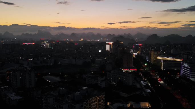 广西桂林城市夜景延时
