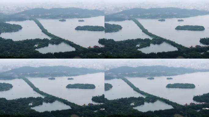 清晨4K航拍杭州西湖全景