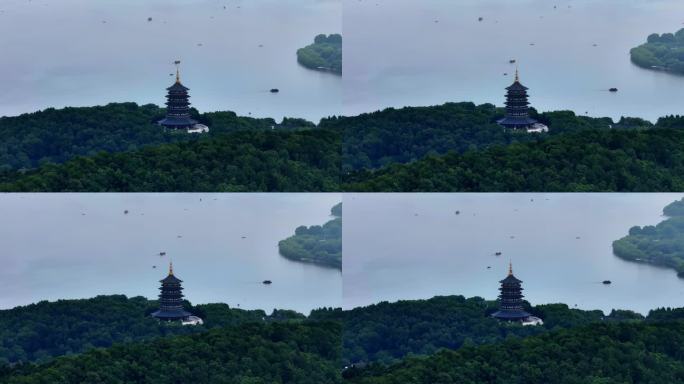 清晨航拍杭州西湖全景