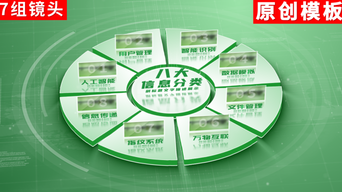 2-8-绿色简洁分组饼图分类AE模板包装
