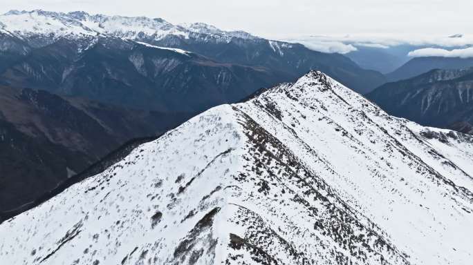 川西雪山航拍风景夹金山美丽自然风光