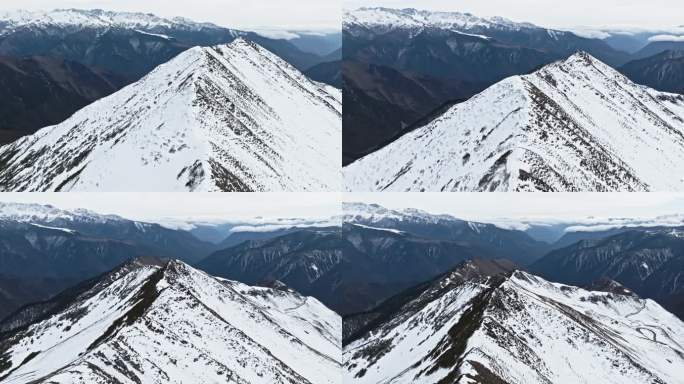 川西雪山航拍风景夹金山美丽自然风光