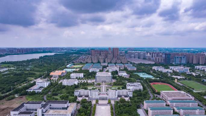 安徽蚌埠安徽财经大学夏日航拍延时4K