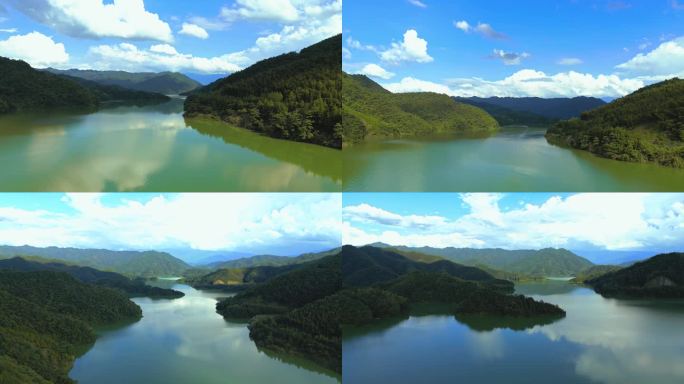 4K 航拍萍乡芦溪山口岩水库森林山青水秀