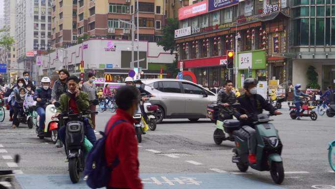 广州城市景色车流交通上下班高峰期车水马龙